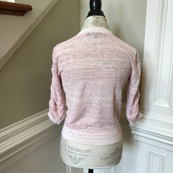 Veronica Beard Celia Sweater Womens Small Pink Crew Neck 3/4 Sleeve Linen Blend - Picture 12 of 13